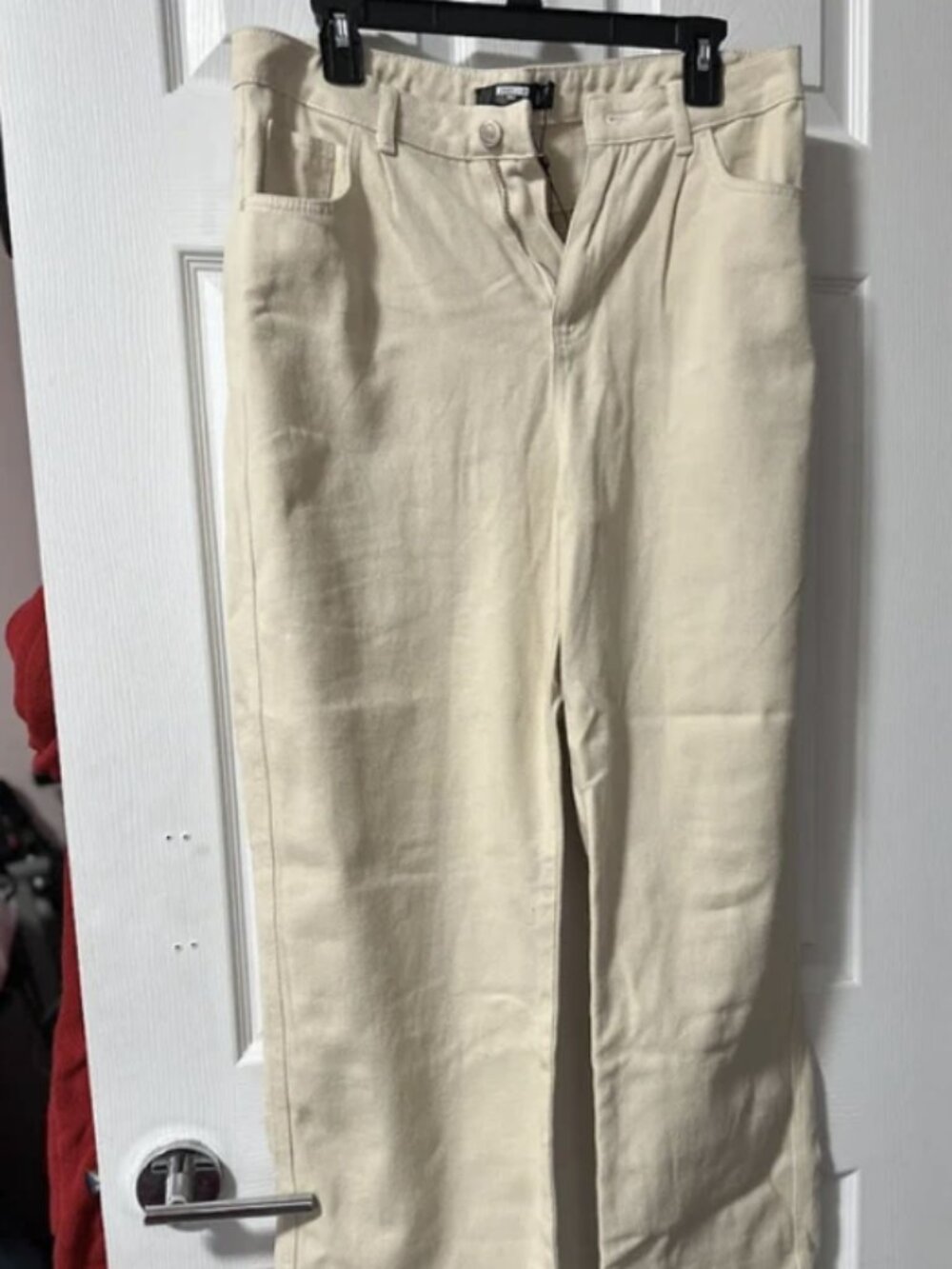Missguided Cream Wide-Leg Pants | Flowy High-Waist Trousers